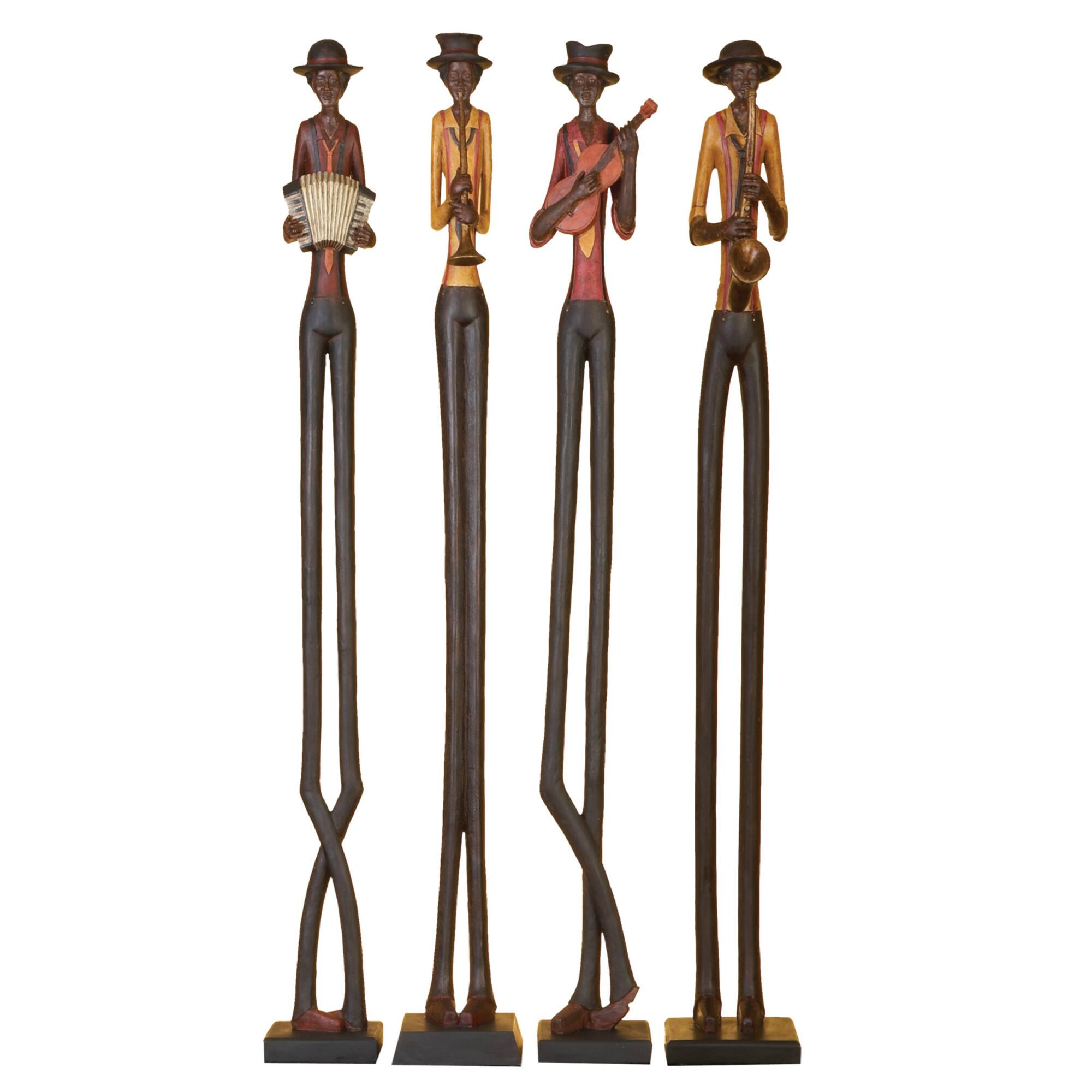 40" Brown Polystone Eclectic Musician Sculpture Set